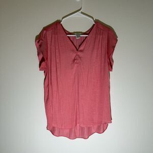 Rachel Zoe Women's Coral Pink V-Neck Blouse Top Basic Vacation Spring Sz XL